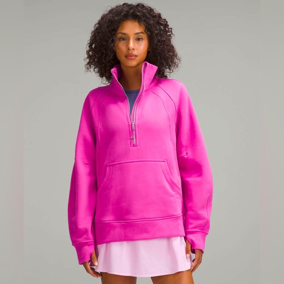 Lululemon Scuba Oversized Half Zip Long Sleeve Pullover Cropped Crewneck Hoodie - Picture 1 of 8